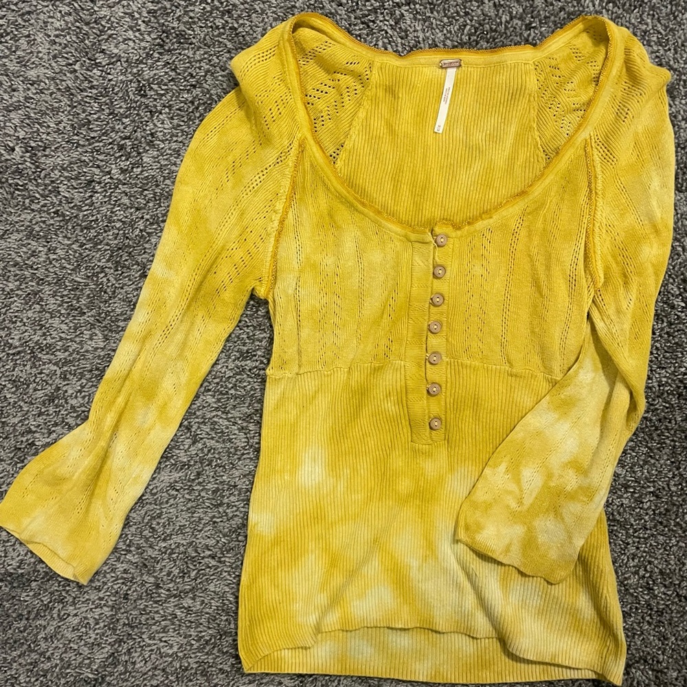 Vintage Free People Yellow Knit Top